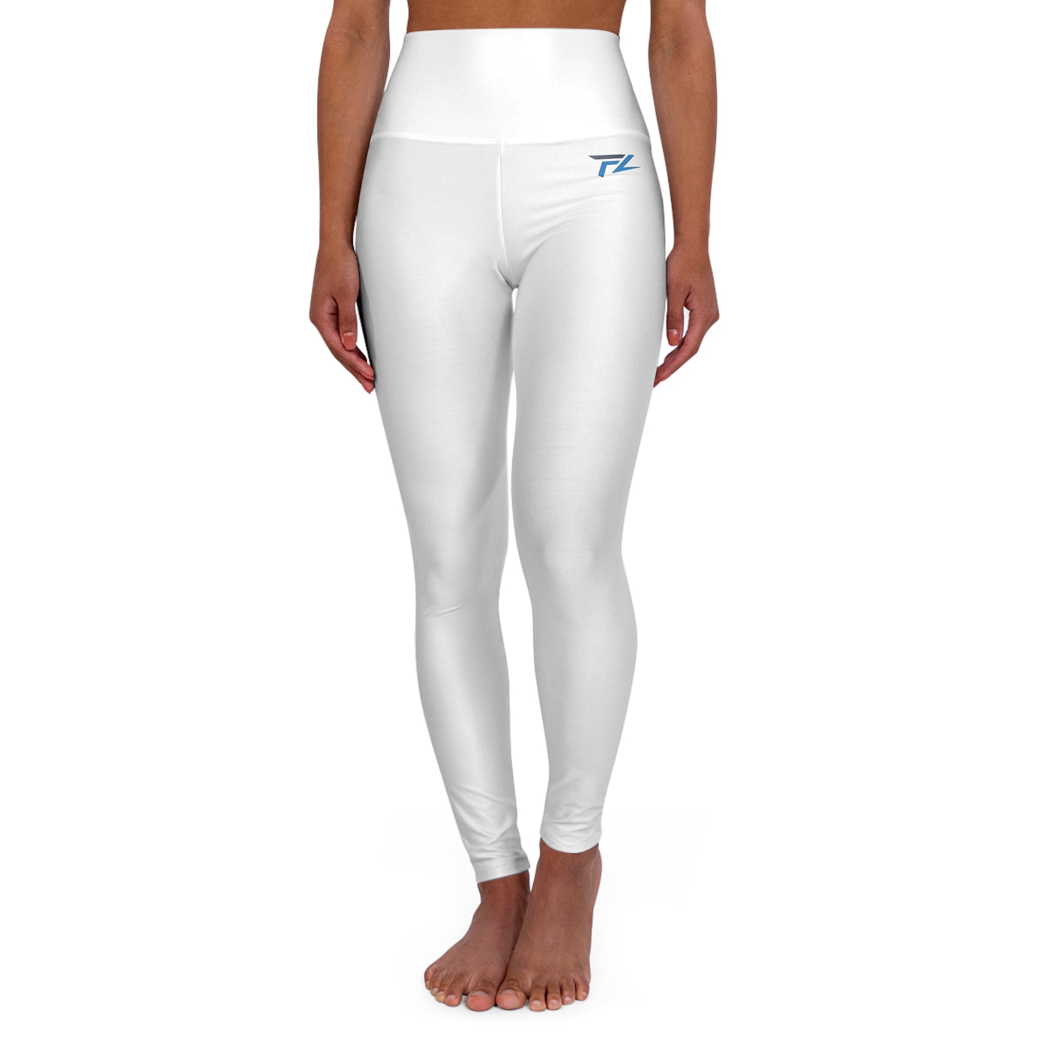 High-Waist White Yoga Leggings — Seamless AOP Activewear