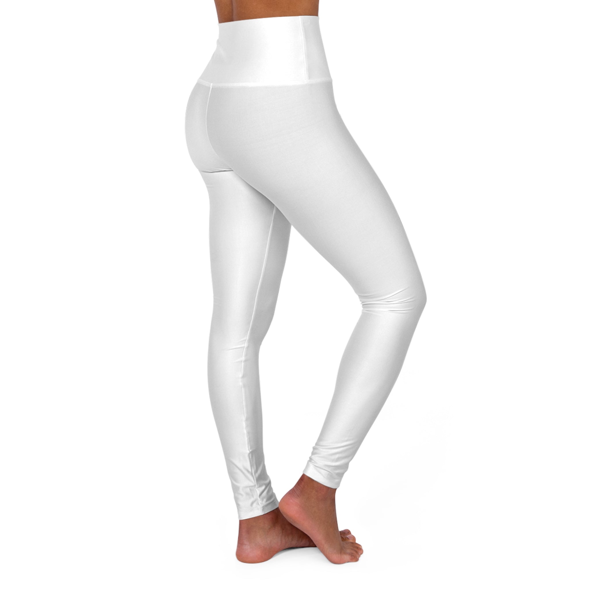 High-Waist White Yoga Leggings — Seamless AOP Activewear