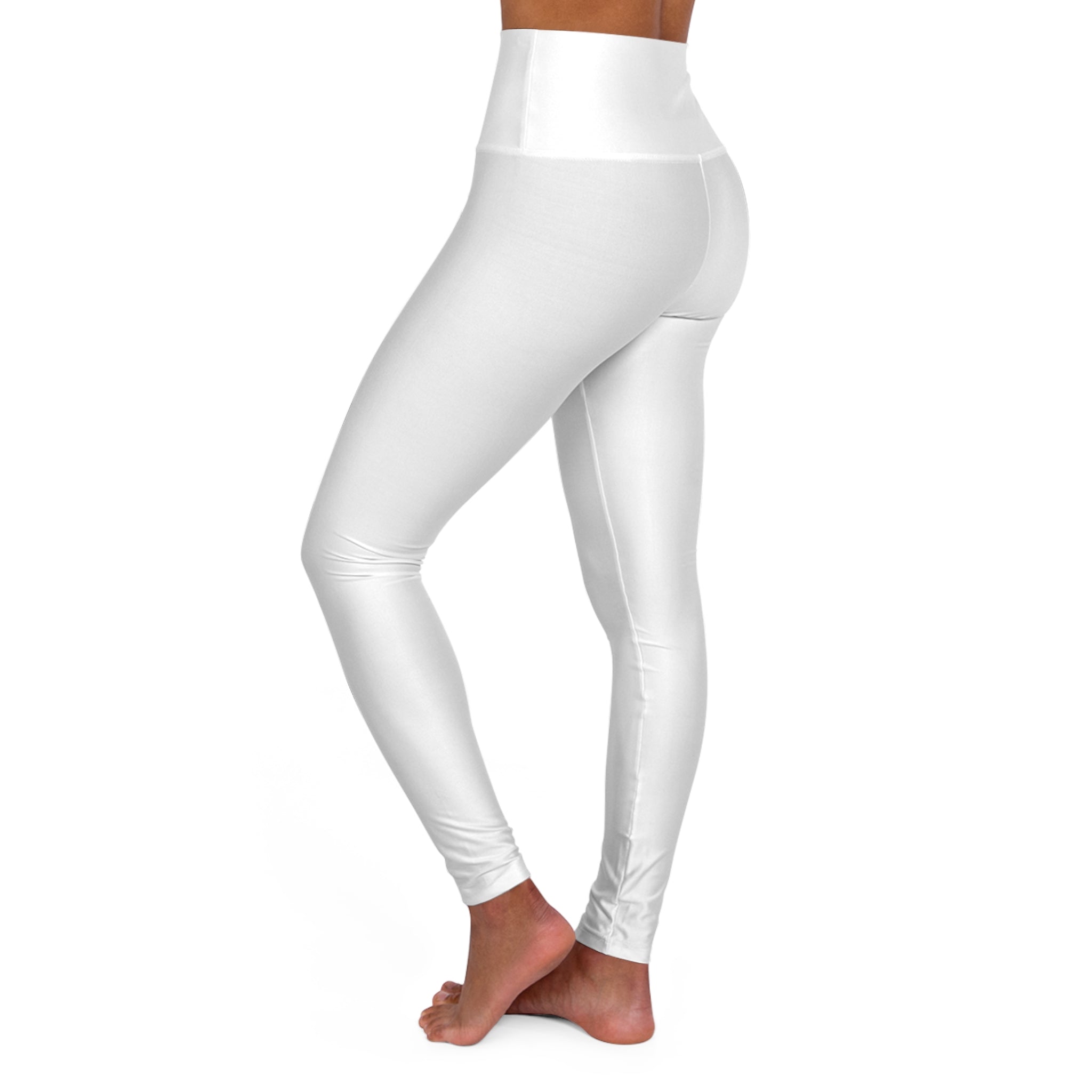High-Waist White Yoga Leggings — Seamless AOP Activewear