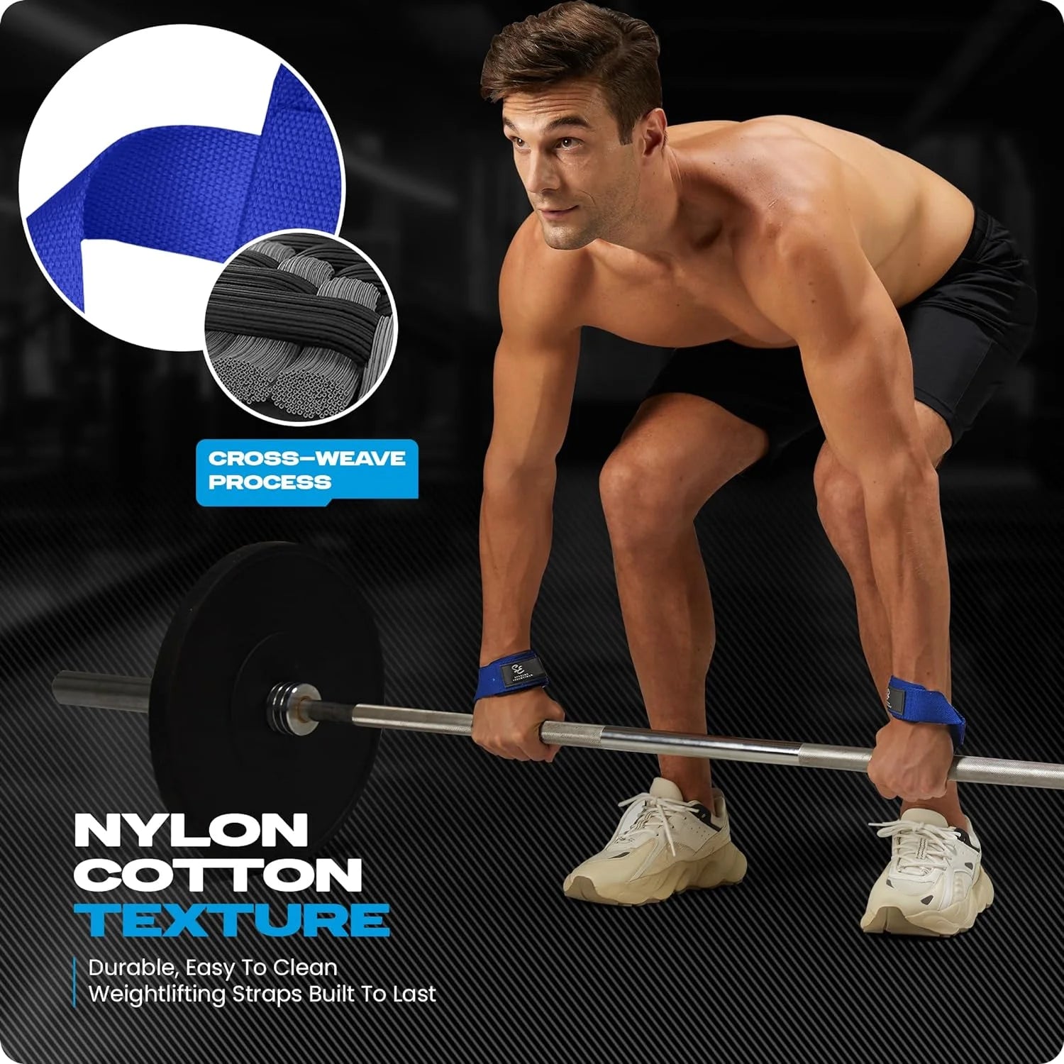 anti Slip Men and Women Neoprene Blue Weight Lifting Straps