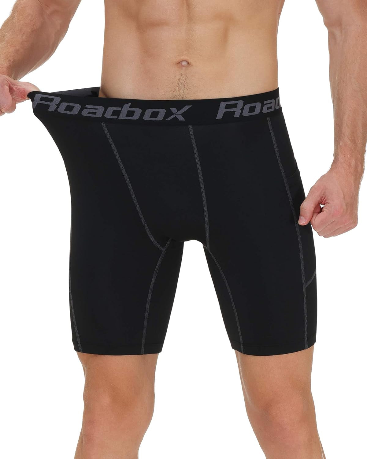 Men'S Compression Shorts with Pockets, 3 Pack 9'' Performance Running Base Layer for Workout Sports Underwear